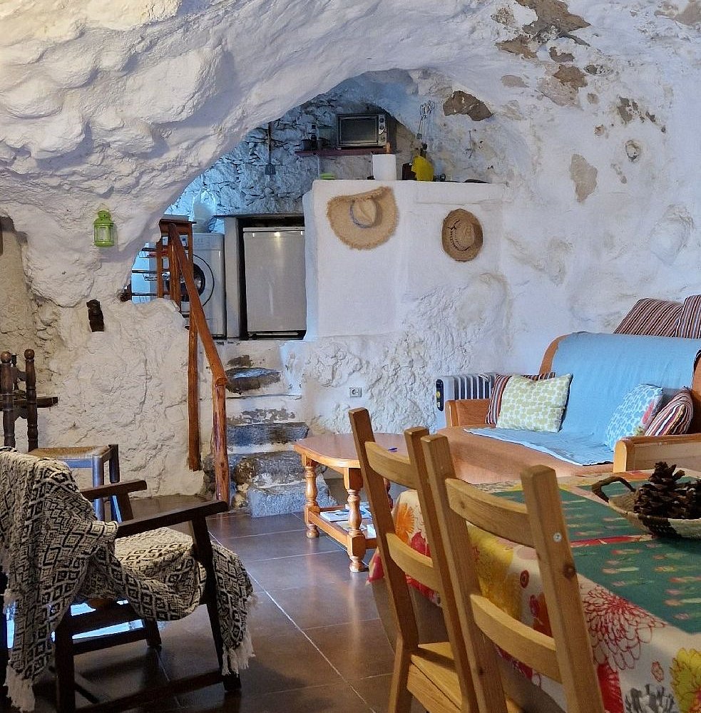 Interior of a traditional cave home at Acusa Seca in Artenara